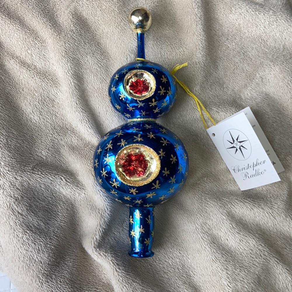 Vintage Unique NWOT Christopher Radko Glass 2-Tier Topper Tree Ornament